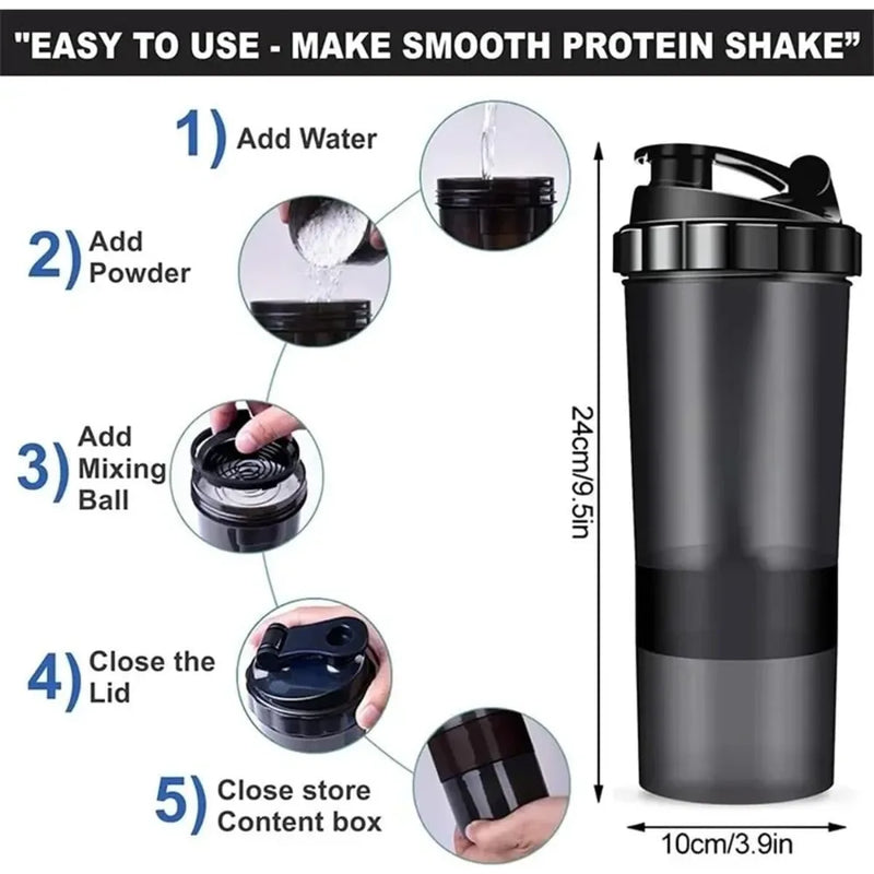 Shaker 3 em 1 para Suplementos – Mistura Perfeita, Hidratação Garantida